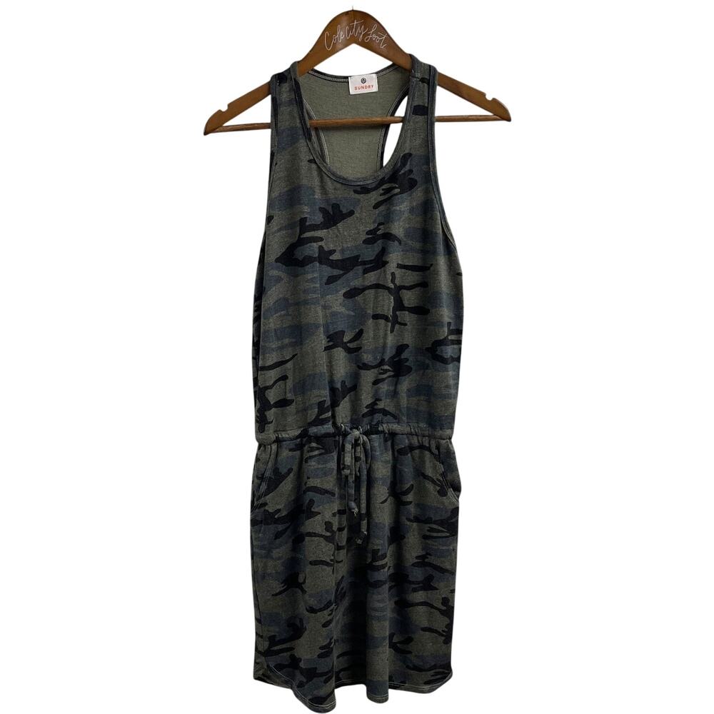Sundry Green Fatigue Camo Racerback Romper Sleeveless Medium Buttery Soft Knit